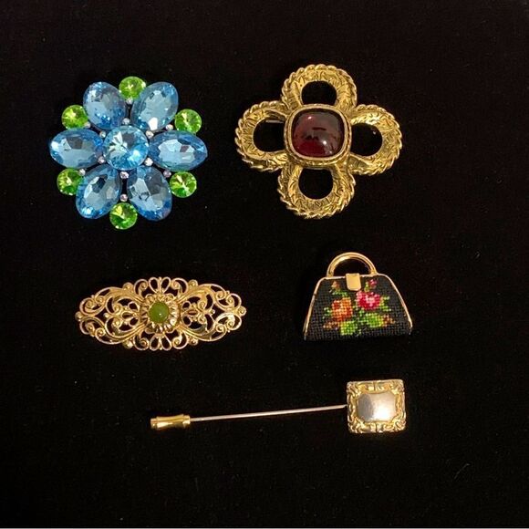 Unbranded Accessories - Lot of 5 Vintage Brooch Pins and Stickpin